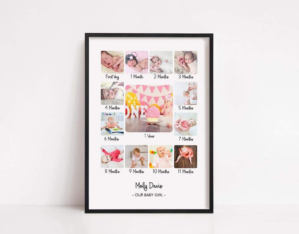 Nursery Print | Personalised 12 Months | 1st Birthday | Birthday Gift - Dinky Designs