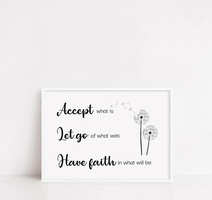 Quote Print | Accept, Let Go, Have Faith Print | Motivational Print