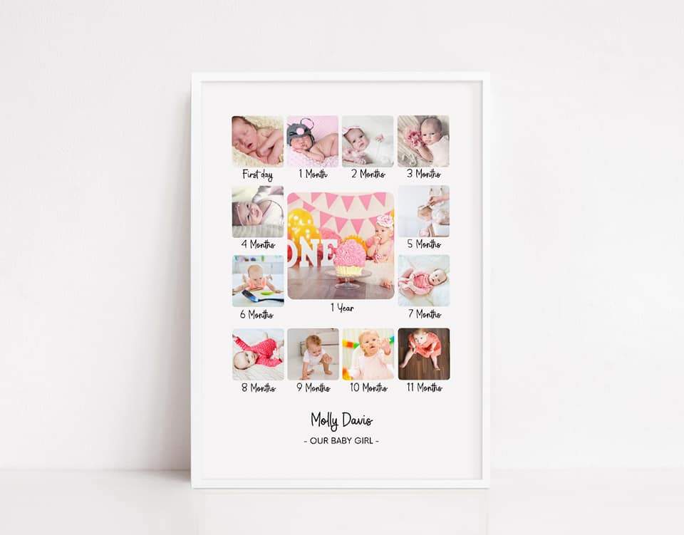 Nursery Print | Personalised 12 Months | 1st Birthday | Birthday Gift - Dinky Designs