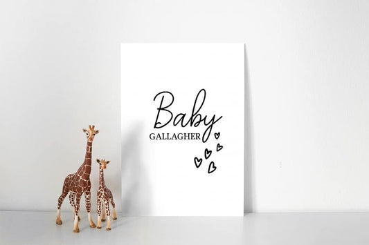 Nursery Print | Personalised Baby Name | New Baby Gift - Dinky Designs