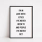Quote Prints | In Love With Cities | Travel Print | Positive Print | Motivational Print