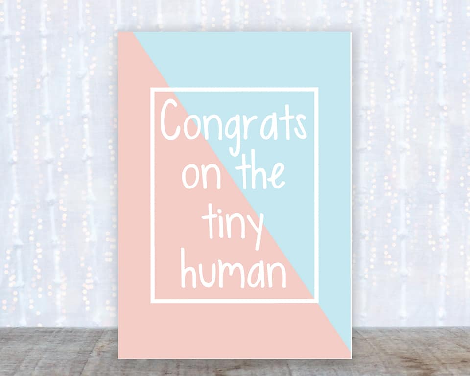 New Baby Card | Congrats On The Tiny Human | Baby Shower Card - Dinky Designs
