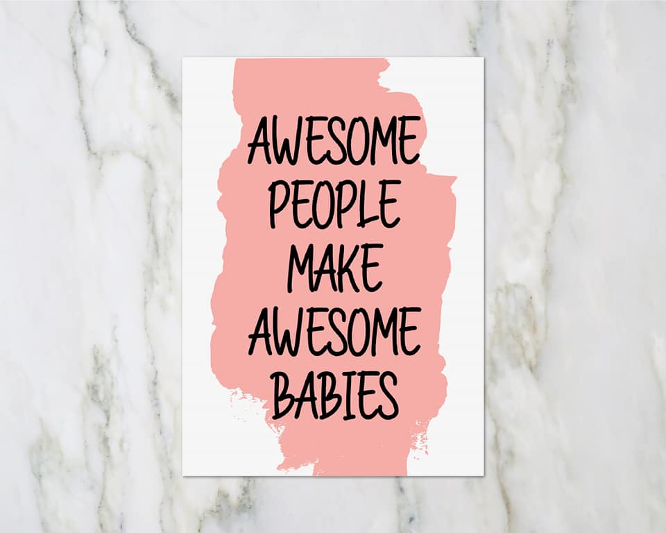 Baby Shower Card | Awesome People Make Awesome Babies Card | Newborn Baby Card | New Baby Card - Dinky Designs