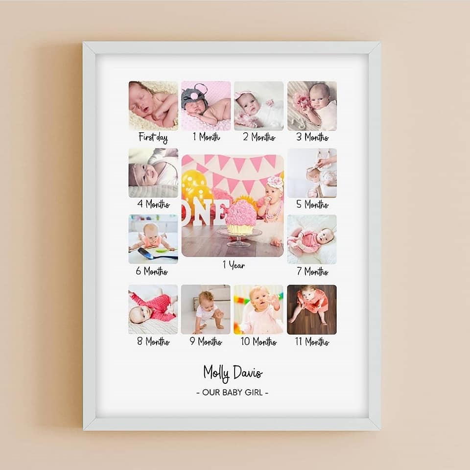 Nursery Print | Personalised 12 Months | 1st Birthday | Birthday Gift - Dinky Designs
