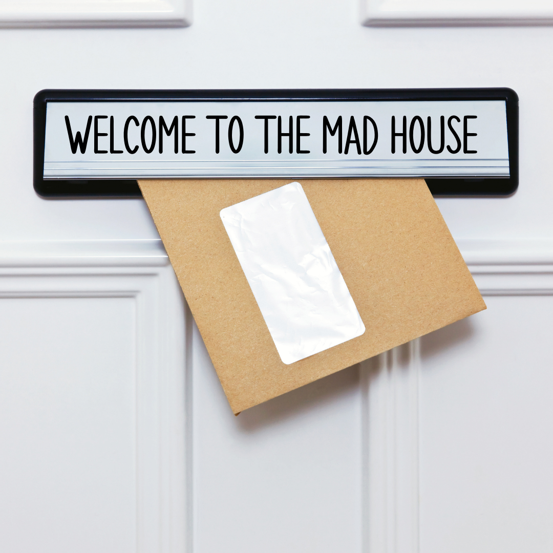 Letterbox Sticker | Welcome To The Mad House | Vinyl Sticker | Sticker Decal