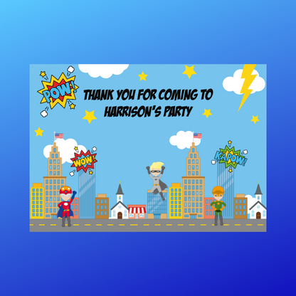 Rectangle Stickers | Party Stickers | Superhero Birthday Stickers | Party Bag Stickers