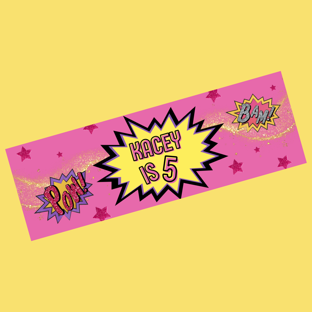 Superhero Banner | Personalised Superhero Supergirl Birthday Party Banner | Superhero Birthday Party Theme