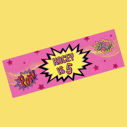 Superhero Banner | Personalised Superhero Supergirl Birthday Party Banner | Superhero Birthday Party Theme