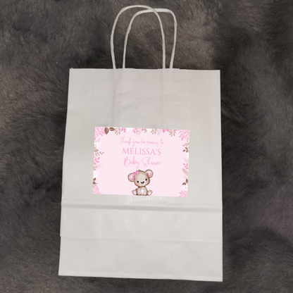 Party Bags | Pink Or White Teddy Bear Baby Shower, Birthday Party Bags | Themed Party Bags