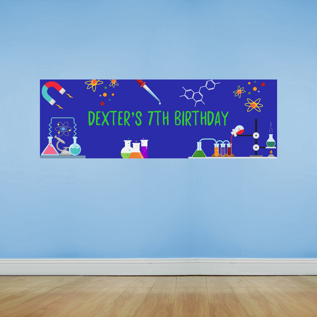 Science Banner | Personalised Party Banner | Science Theme – Dinky Designs