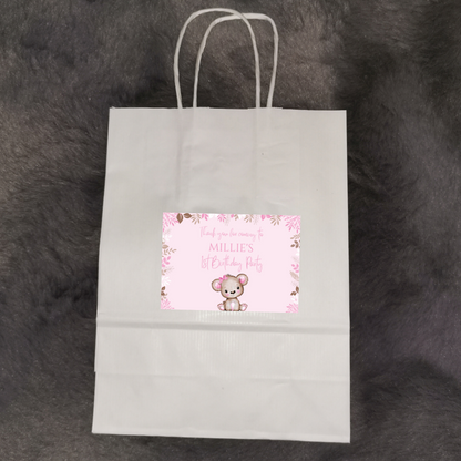 Party Bags | Pink Or White Teddy Bear Baby Shower, Birthday Party Bags | Themed Party Bags
