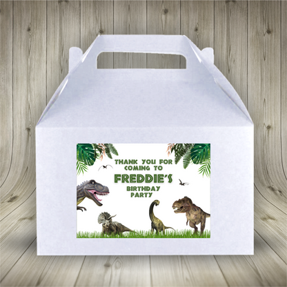 Rectangle Stickers | Party Stickers | Dinosaur Birthday Party Stickers | Party Bag Stickers | Design 2