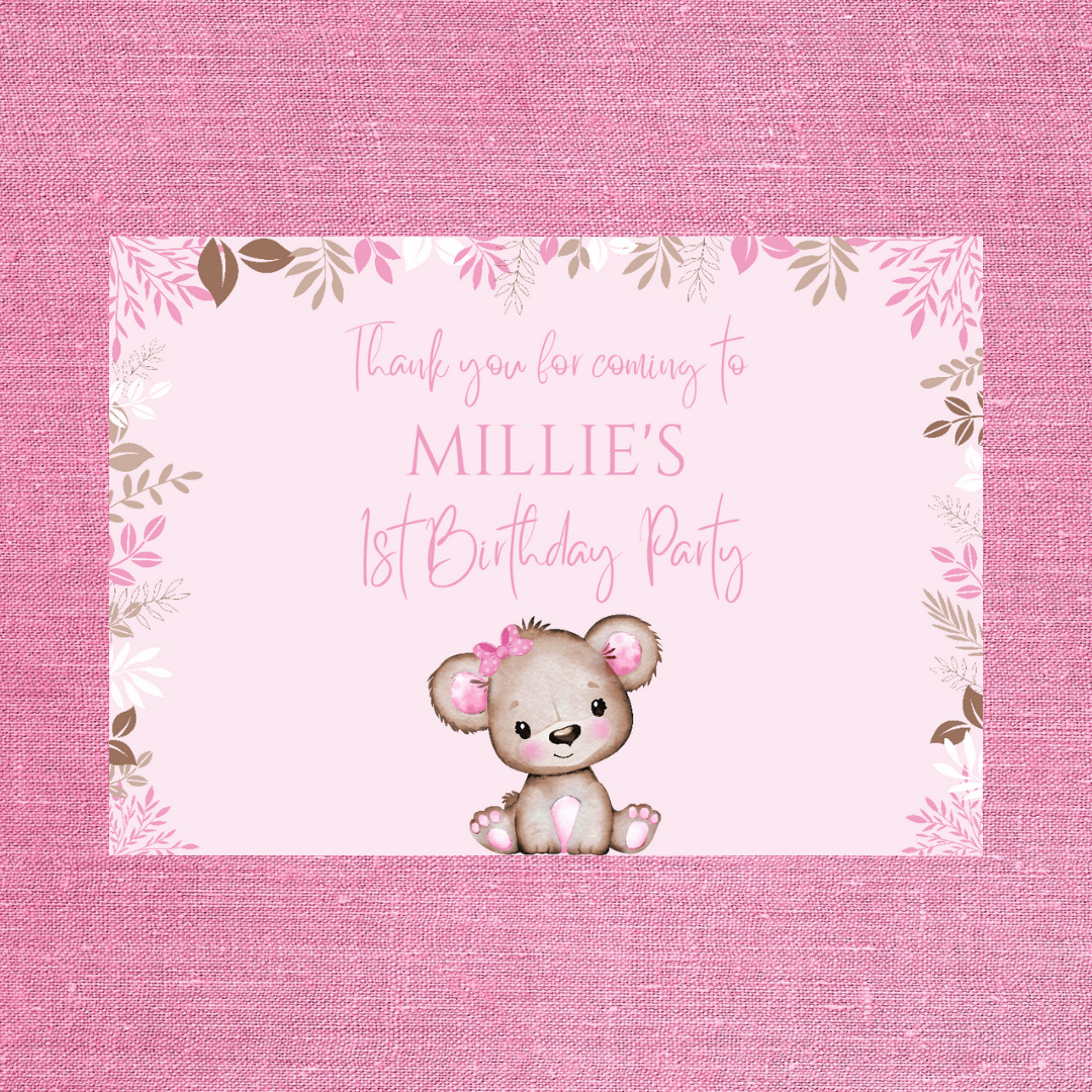 Rectangle Stickers | Party Stickers | Pink Or White Teddy Bear Baby Shower, Birthday Stickers | Party Bag Stickers