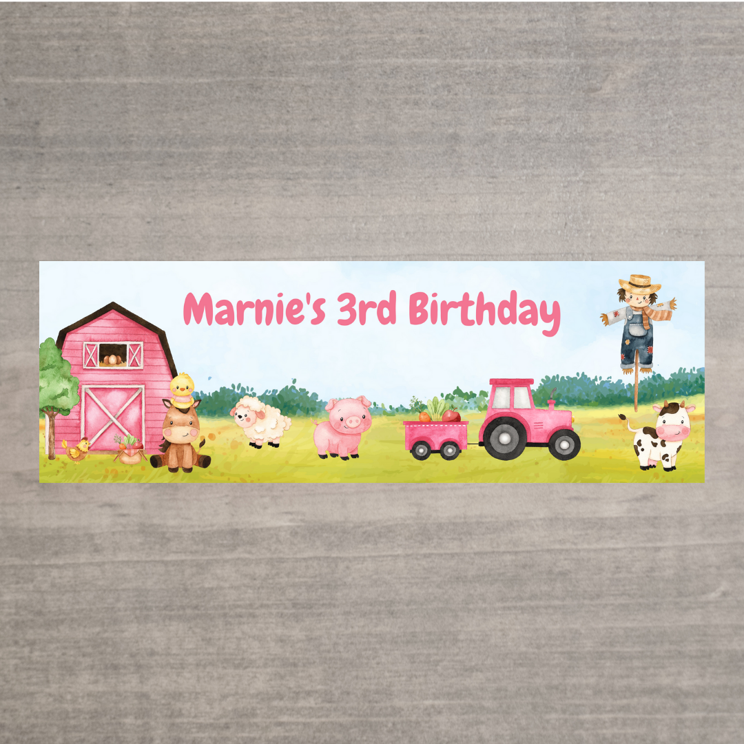 Farm Animal Banner | Personalised Party Banner | Farm Animal Party Theme