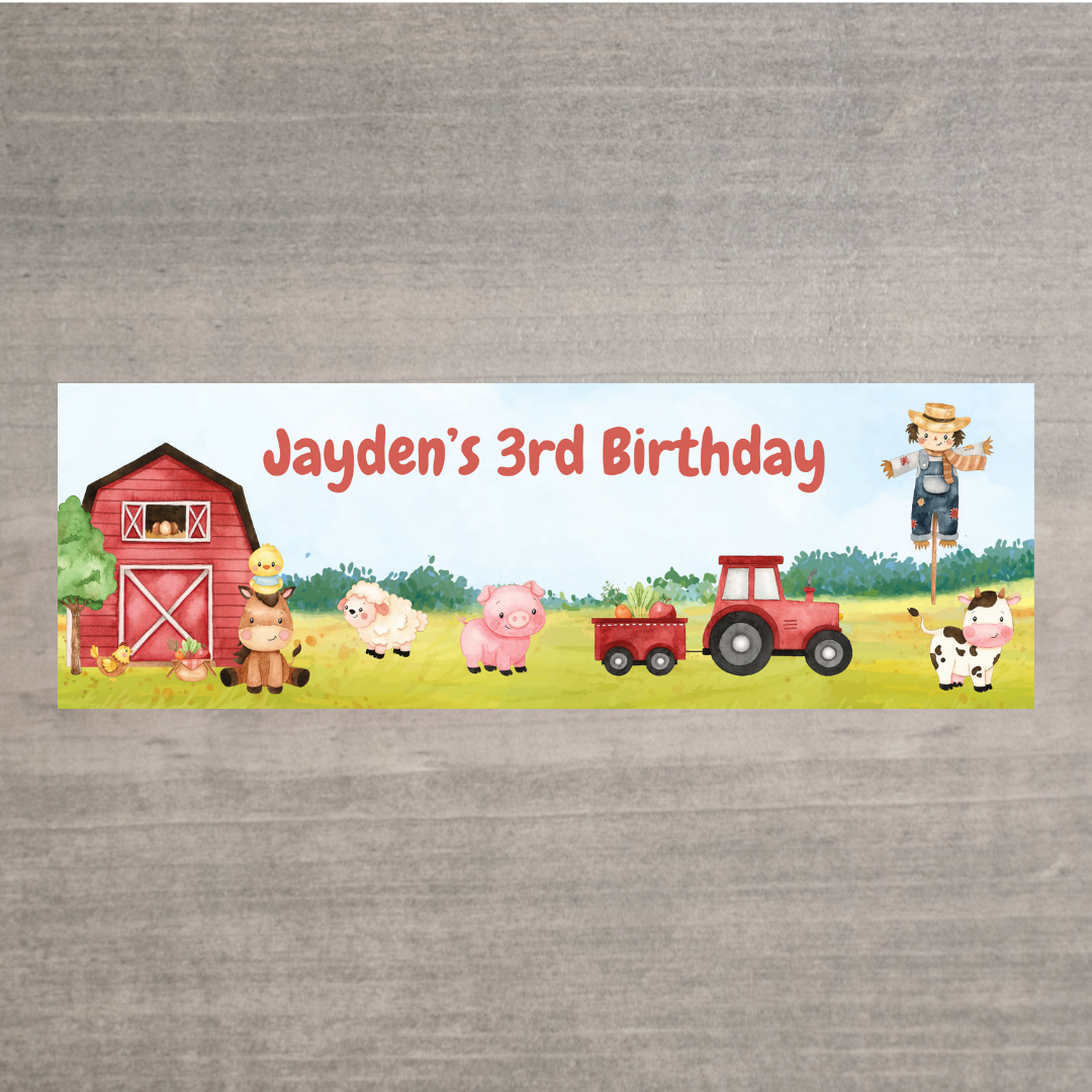 Farm Animal Banner | Personalised Party Banner | Farm Animal Party Theme