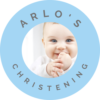 Blue Personalised Photo Stickers | Various Sizes | Party Stickers | Event Stickers