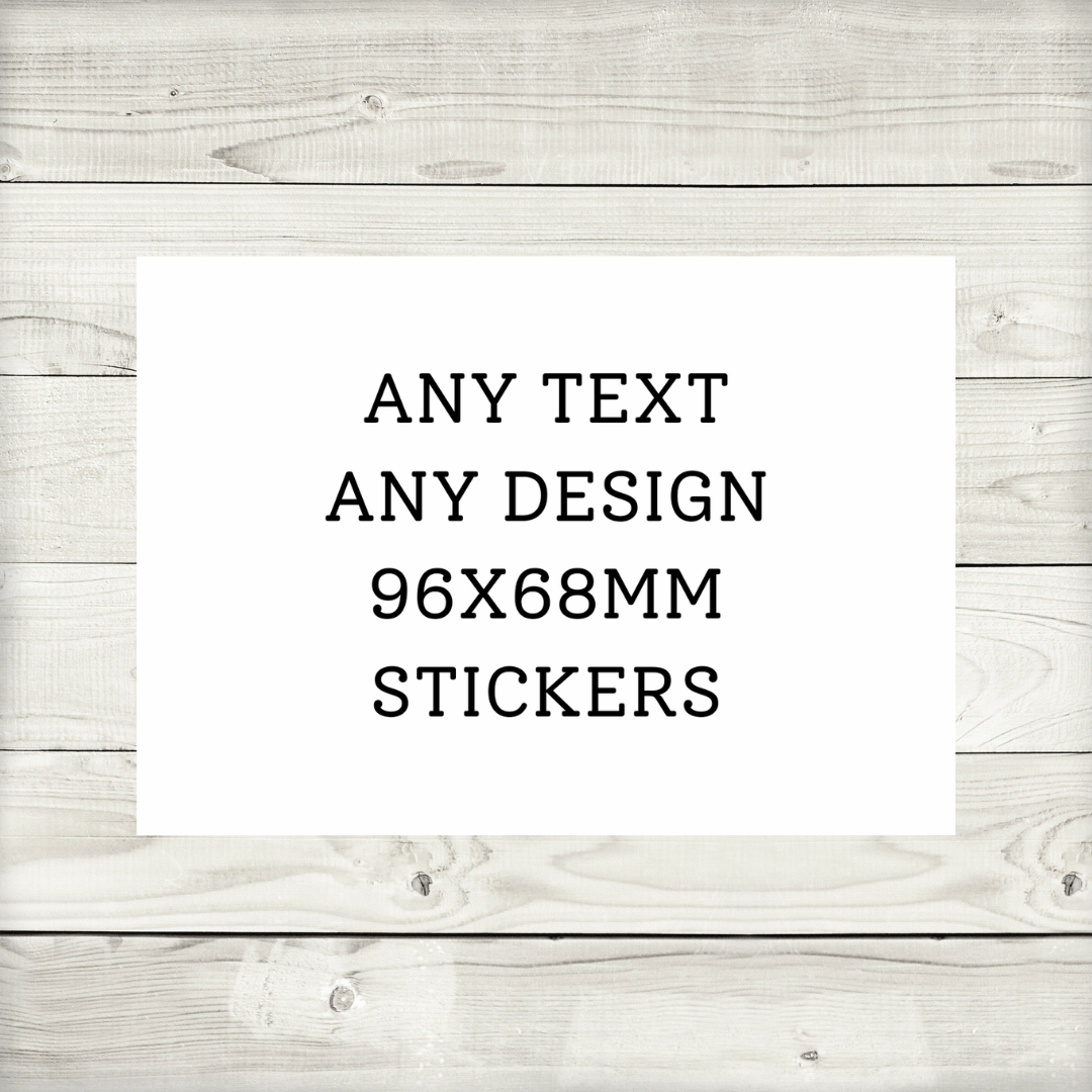 ANY DESIGN | Rectangle Stickers 96x68mm | Custom Design | Party Bag Stickers