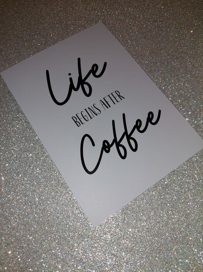 Kitchen Print | Life Begins After Coffee | Quote Print | Coffee Print - Dinky Designs
