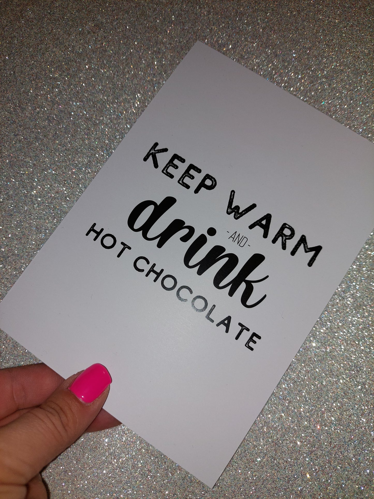 Kitchen Print | Keep Warm And Drink Hot Chocolate | Quote Print | Christmas Print