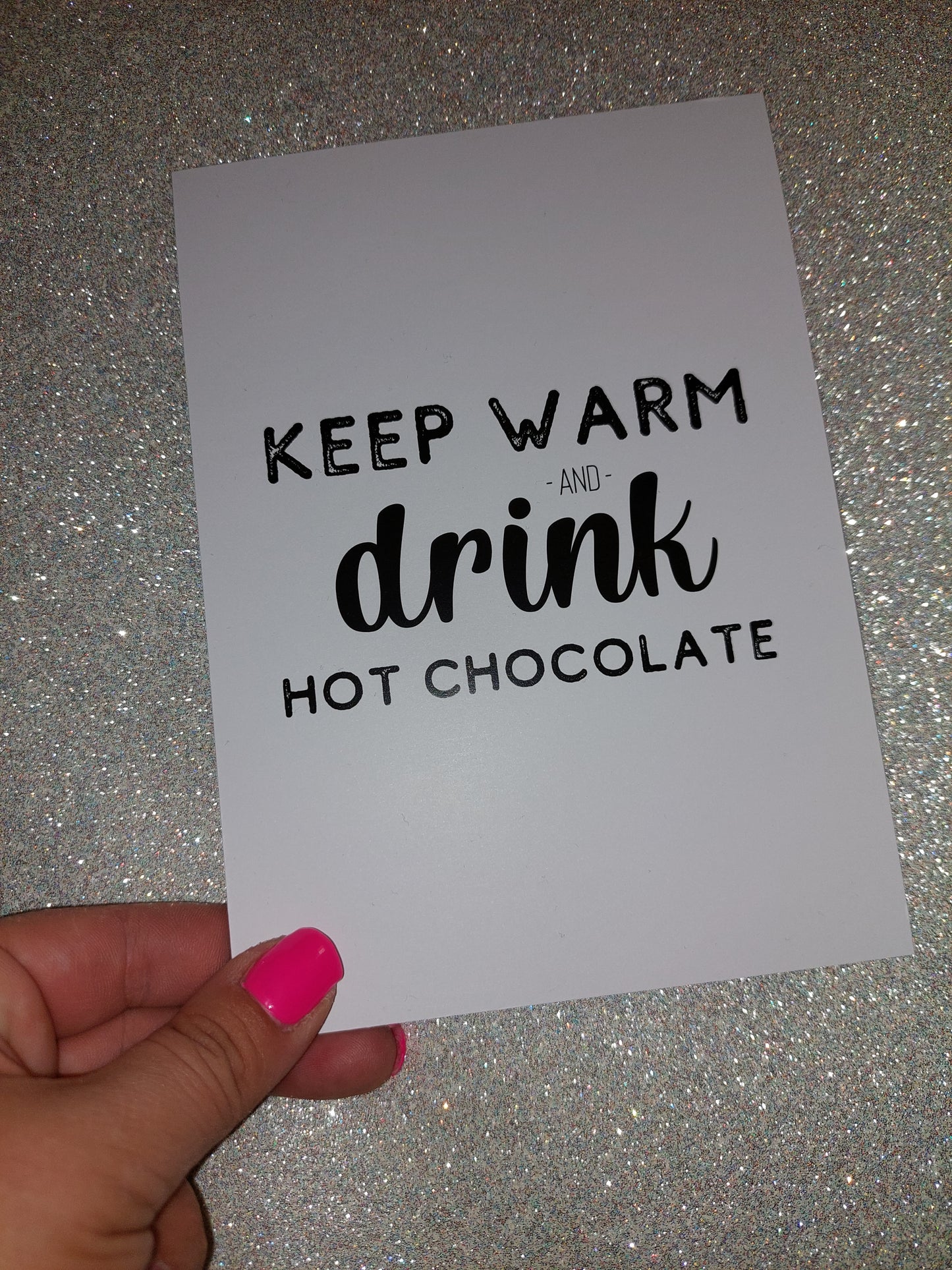 Kitchen Print | Keep Warm And Drink Hot Chocolate | Quote Print | Christmas Print