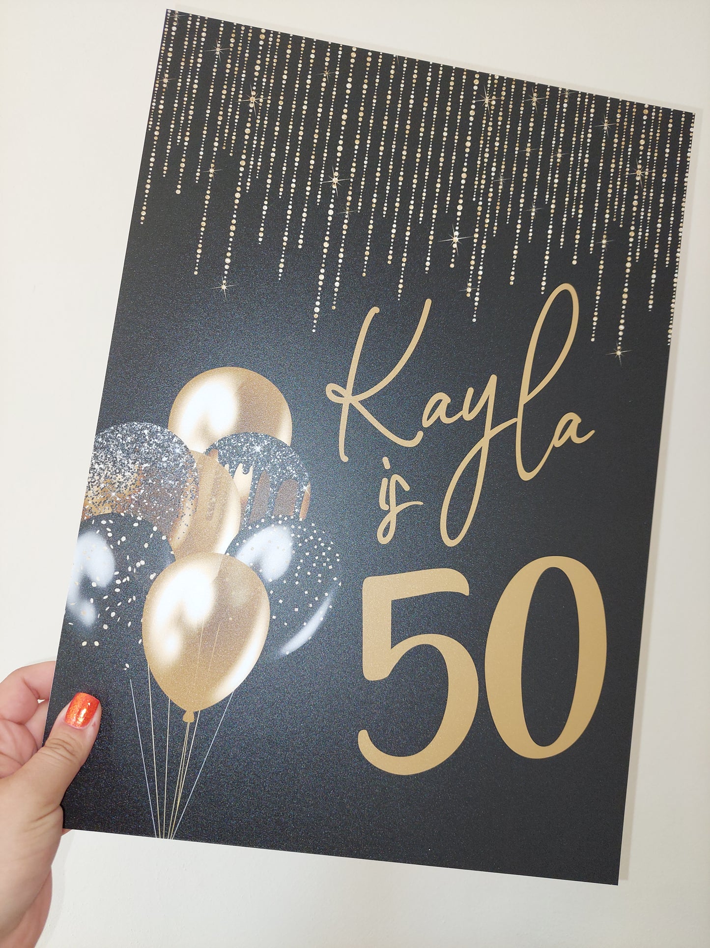 Black & Gold Welcome Board Sign | Personalised Birthday Board | Birthday Party Sign | A4, A3, A2
