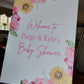 Personalised Floral Pink Yellow Sunflower & Roses Welcome Board Sign | Birthday Board | Christening Board | Baby Shower Board | Party Sign | A4, A3, A2