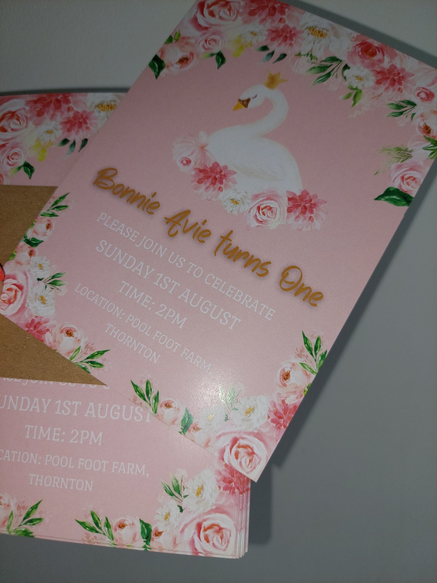 Swan Invitations | A6 Invites | Pink Swan Theme Invitations | Party Invitations