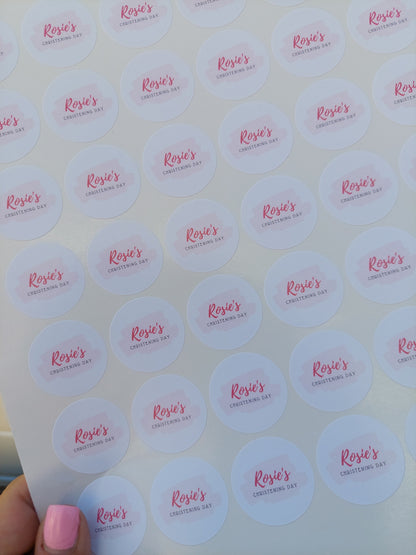Christening Stickers | Various Sizes | Christening Party Supplies