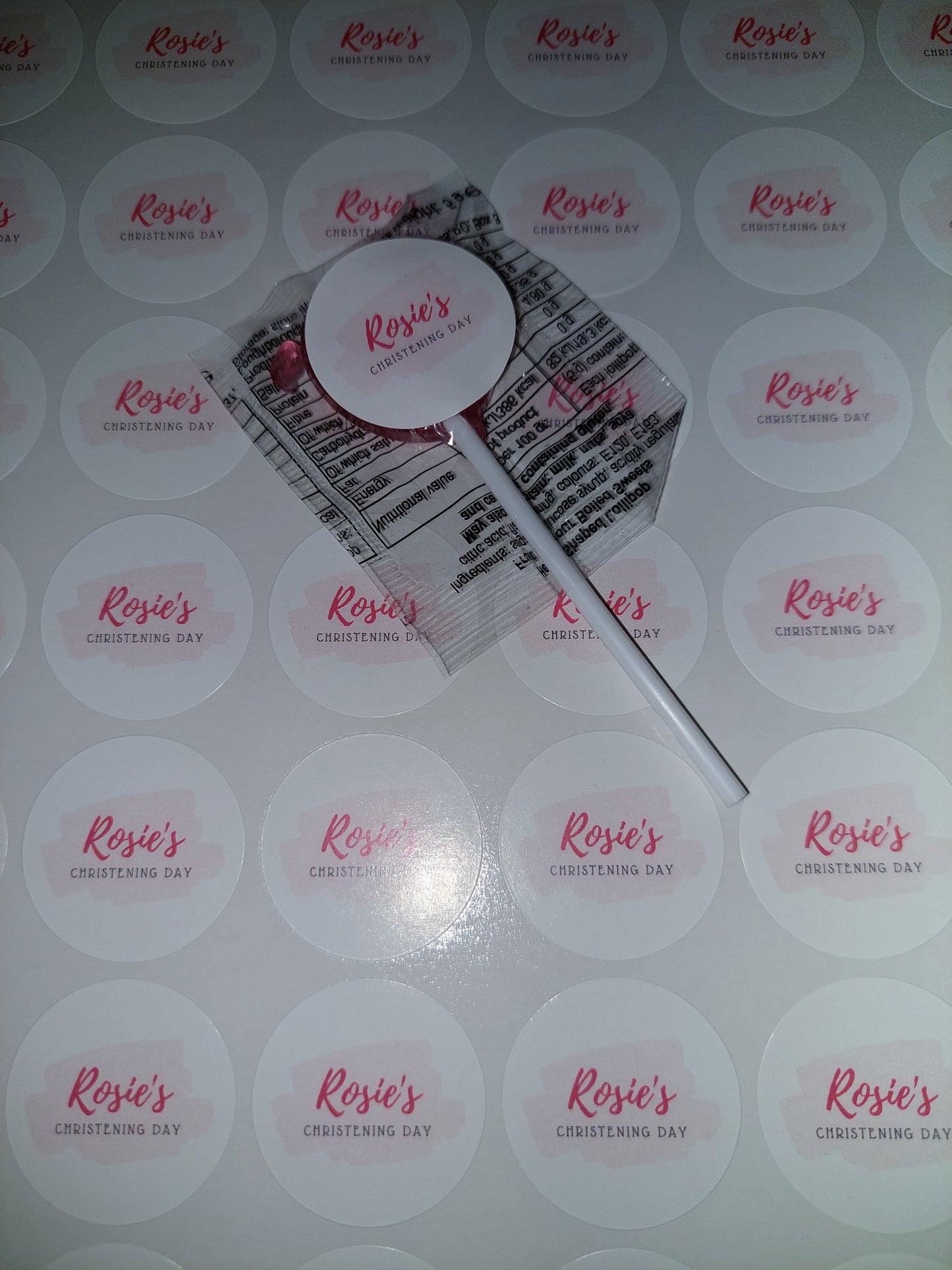 STICKERS ONLY | Personalised Christening Lollipop Stickers | Personalised Sweet Stickers | Party Favours | Christening Party Favour Stickers