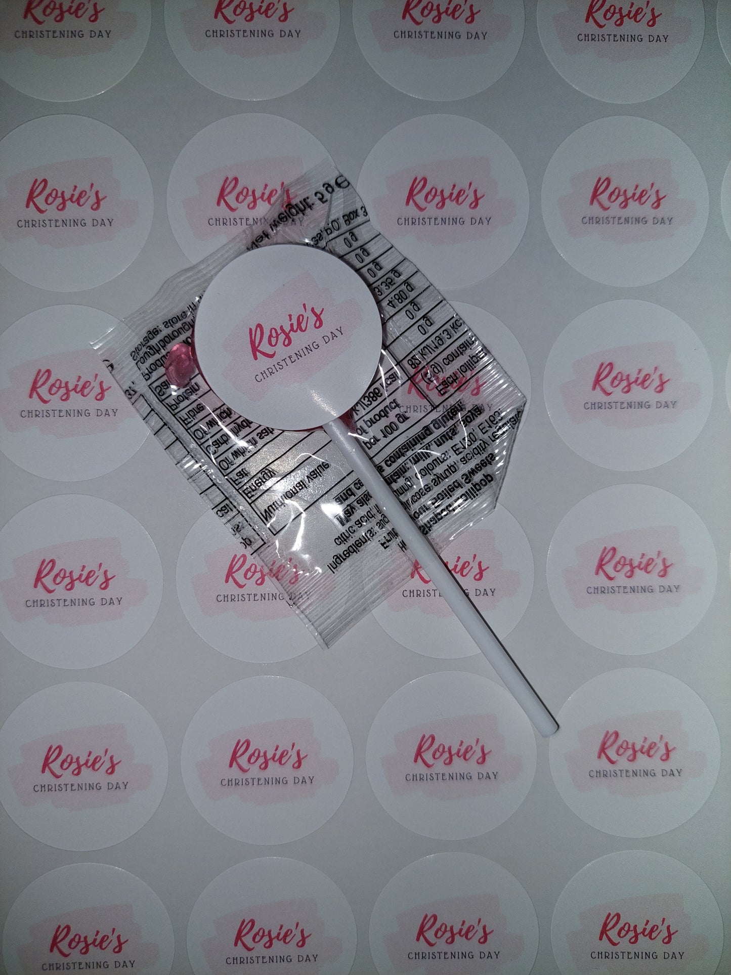 STICKERS ONLY | Personalised Christening Lollipop Stickers | Personalised Sweet Stickers | Party Favours | Christening Party Favour Stickers