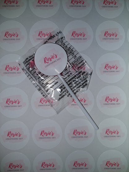STICKERS ONLY | Personalised Christening Lollipop Stickers | Personalised Sweet Stickers | Party Favours | Christening Party Favour Stickers