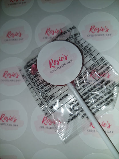 STICKERS ONLY | Personalised Christening Lollipop Stickers | Personalised Sweet Stickers | Party Favours | Christening Party Favour Stickers
