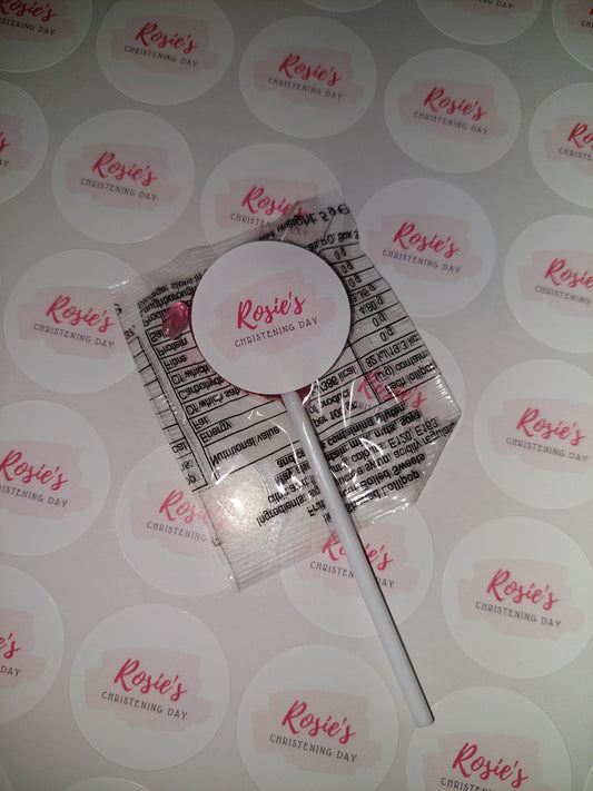 STICKERS ONLY | Personalised Christening Lollipop Stickers | Personalised Sweet Stickers | Party Favours | Christening Party Favour Stickers