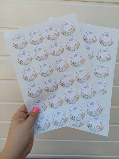 Safari Animal Stickers | Circle Stickers | Jungle Animal Stickers | Sticker Sheet | Party Stickers | Animal Party Theme