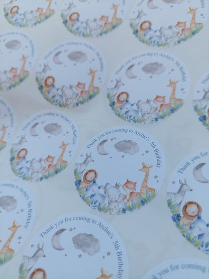 Safari Animal Stickers | Circle Stickers | Jungle Animal Stickers | Sticker Sheet | Party Stickers | Animal Party Theme