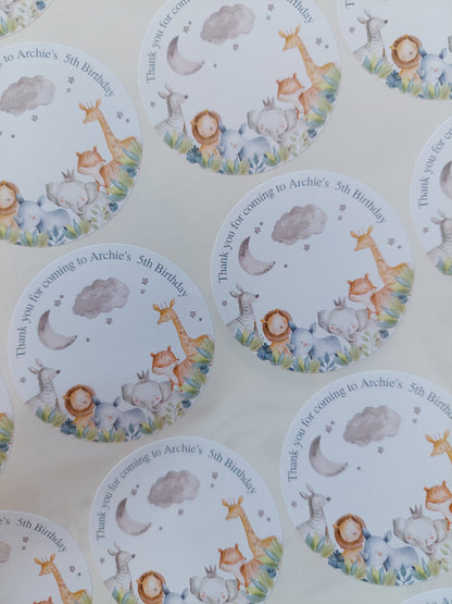 Safari Animal Stickers | Circle Stickers | Jungle Animal Stickers | Sticker Sheet | Party Stickers | Animal Party Theme