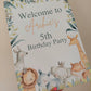 Safari Animal Welcome Board Sign | Personalised Birthday Board | Birthday Party Sign | Safari Animal Party Theme | A4, A3, A2