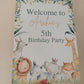 Safari Animal Welcome Board Sign | Personalised Birthday Board | Birthday Party Sign | Safari Animal Party Theme | A4, A3, A2