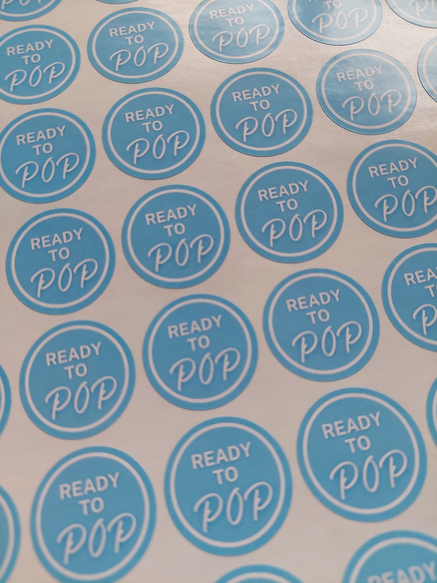Blue Ready To Pop Stickers | Various Sizes | Baby Shower Party Stickers | Popcorn Stickers | Baby Shower Stickers
