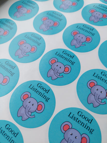 Teacher Stickers | Well Done Stickers | Reward Stickers | Sticker Sheet | Good Listening | Good Tidying