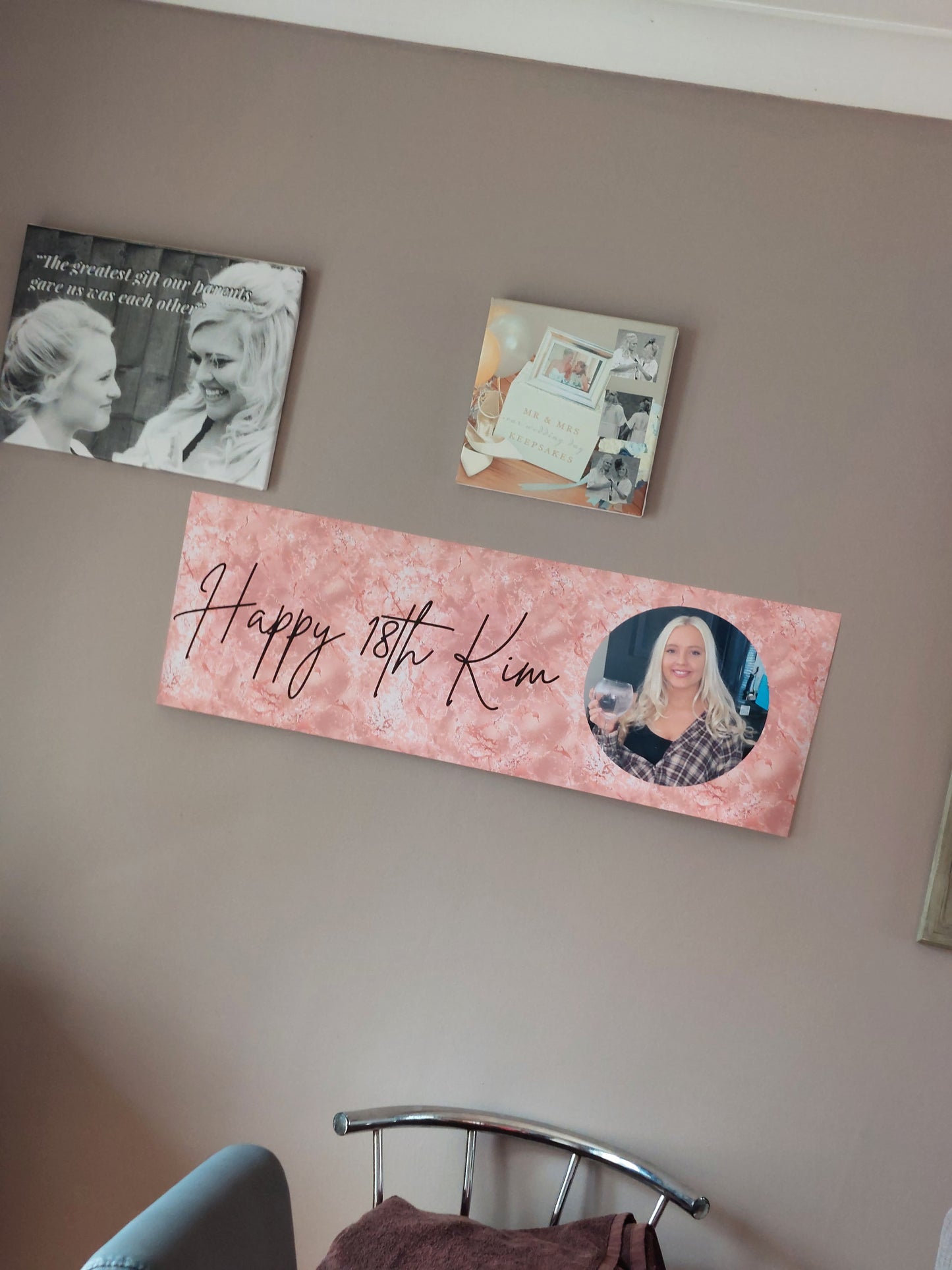 Personalised Birthday Banner | 3ftx1ft Banner | Blush Pink Party Theme Banner | Photo Banner