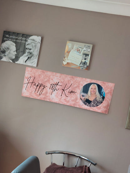 Personalised Birthday Banner | 3ftx1ft Banner | Blush Pink Party Theme Banner | Photo Banner