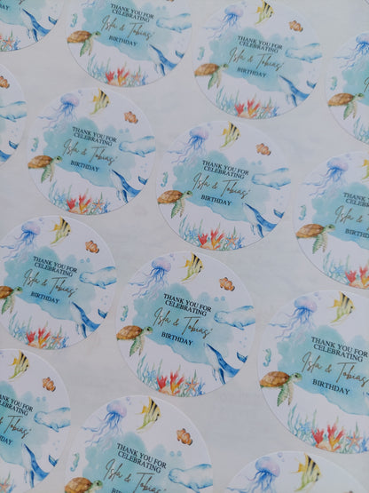 Under The Sea Party Stickers | Circle Stickers | Sticker Sheet | Party Stickers | Under The Sea Party Theme