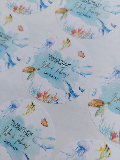 Under The Sea Party Stickers | Circle Stickers | Sticker Sheet | Party Stickers | Under The Sea Party Theme
