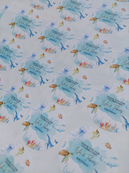 Under The Sea Party Stickers | Circle Stickers | Sticker Sheet | Party Stickers | Under The Sea Party Theme