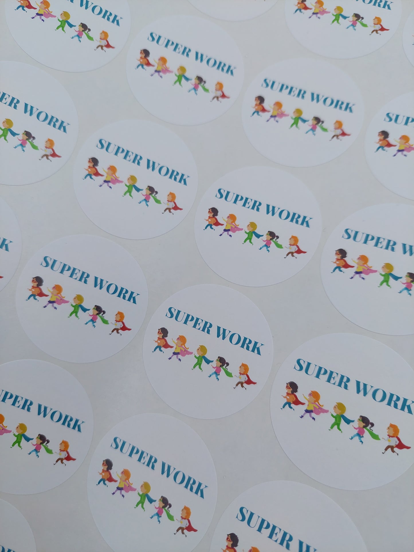 Teacher Stickers | Sticker Sheet 45mm Circles | Super Work | Circle Stickers | Sticker Sheet | Classroom Stickers