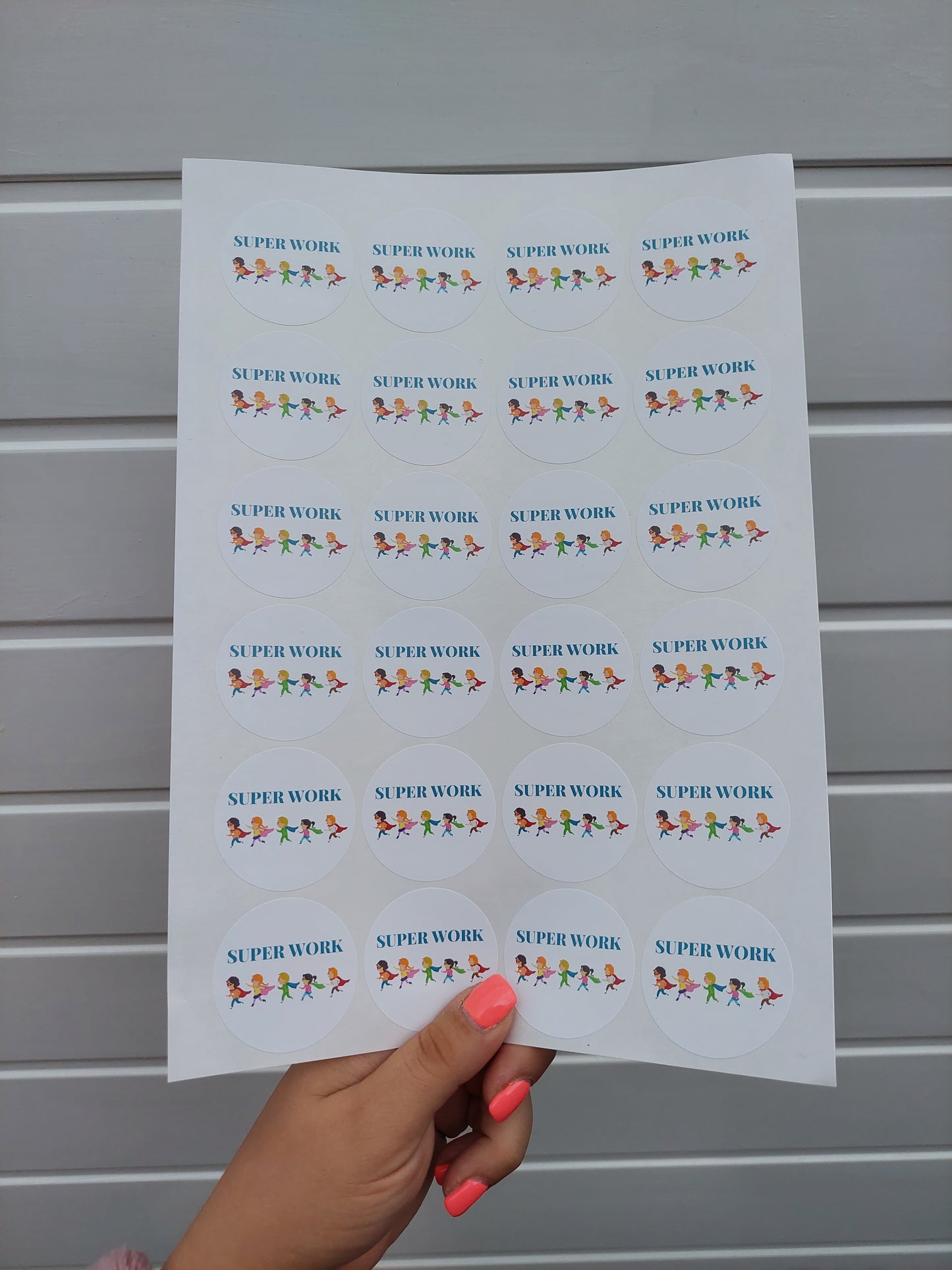 Teacher Stickers | Sticker Sheet 45mm Circles | Super Work | Circle Stickers | Sticker Sheet | Classroom Stickers