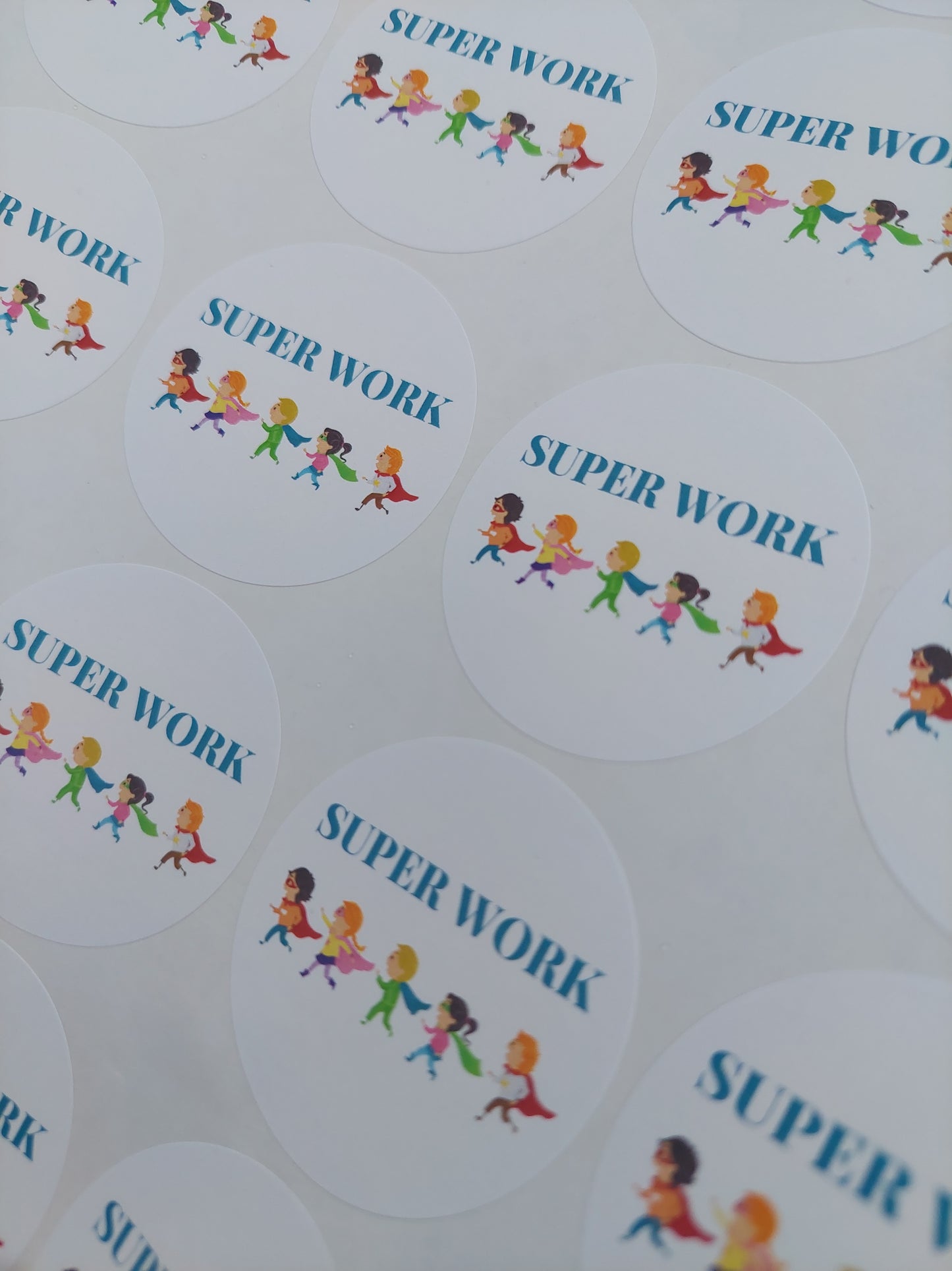 Teacher Stickers | Sticker Sheet 45mm Circles | Super Work | Circle Stickers | Sticker Sheet | Classroom Stickers