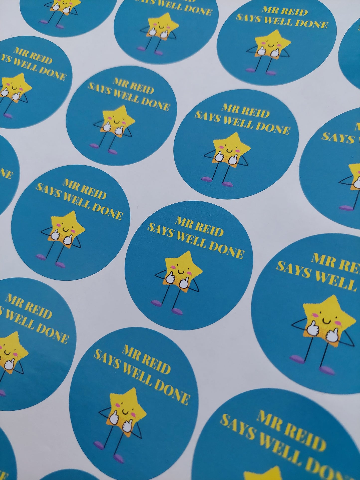 Teacher Stickers | Sticker Sheet 45mm Circles | Well Done Stickers | Circle Stickers | Sticker Sheet | Personalised Star Classroom Stickers