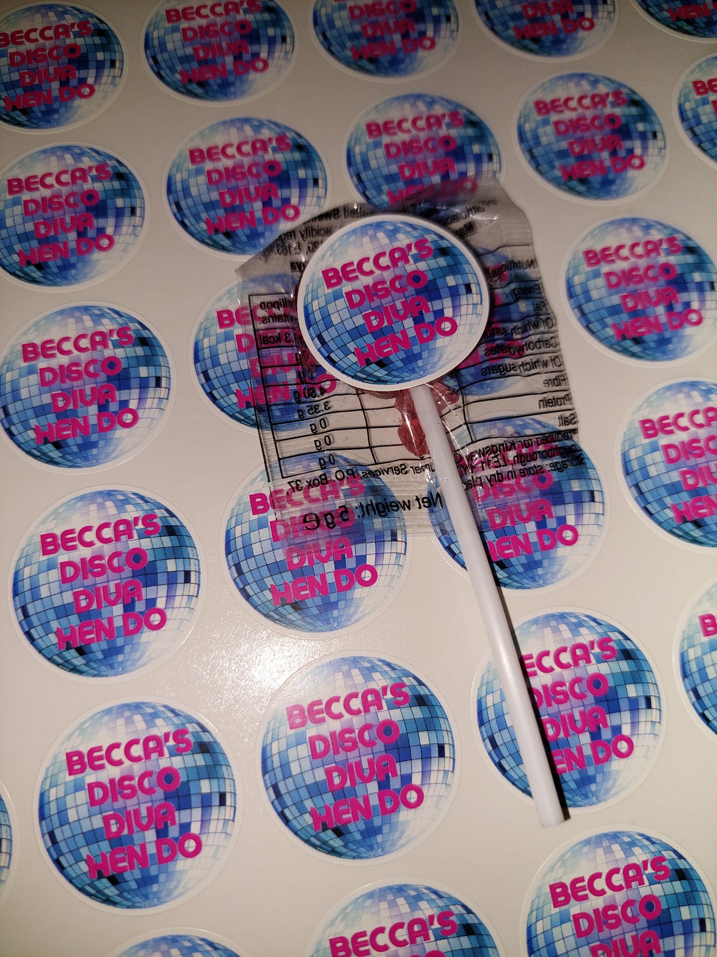 STICKERS ONLY | Personalised Disco Diva Lollipop Stickers | Hen Party/Birthday Stickers | Personalised Sweet Stickers | Party Favours